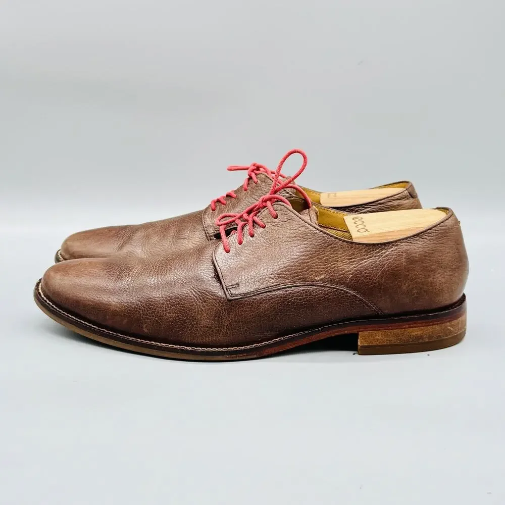 Cole Haan Shoes Mens 10 Brown Leather Derby Oxford Lace Up Dress Almond Toe